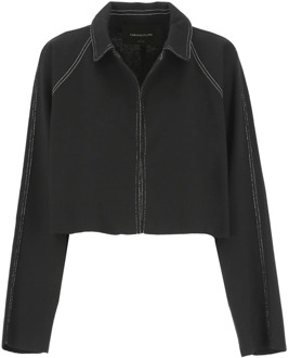 Zwarte wollen blouse met kraag en lange mouwen Fabiana Filippi , Black , Dames - S