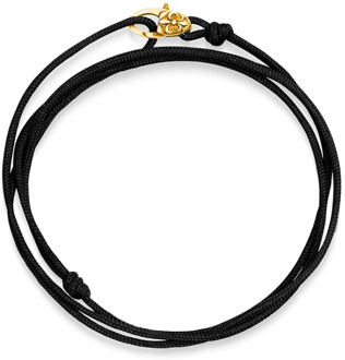 Zwarte Wrap-Around String Armband met Fleur de Lis Slot Nialaya , Black , Heren - ONE Size