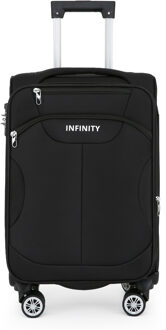 Zwarte zachte koffer met 8 wielen, reistas, TSA Light handbagage - S