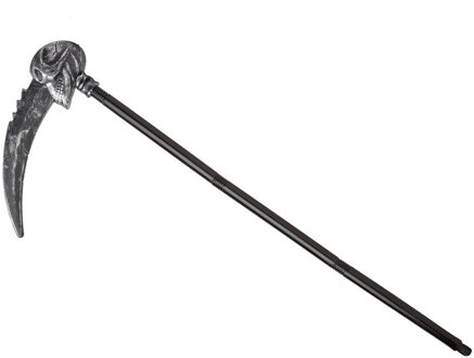 Zwarte zeis 122 cm van magere Hein - Halloween verkleed accessoires - Verkleedattributen Grijs