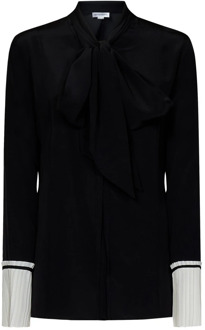 Zwarte zijden overhemd met geplooide manchetten Victoria Beckham , Black , Dames - S,Xs,2Xs