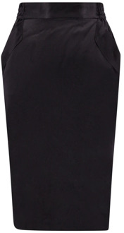 Zwarte zijden rok met ritssluiting Saint Laurent , Black , Dames - M,S