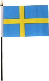 Zweden - mini vlaggetje van 10 x 15 cm op stokje - Landen vlag - H27 cm