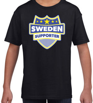 Zweden / Sweden schild supporter t-shirt zwart voor kinderen XL (158-164)