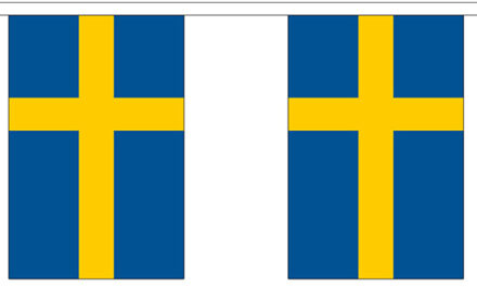 Zweden vlaggenlijn slinger - 300 cm - polyester - binnen en buiten