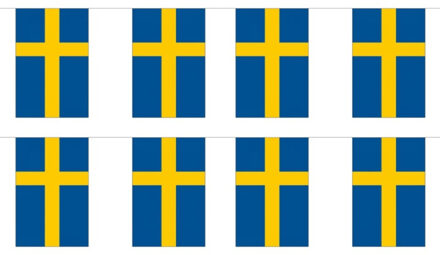 Zweden vlaggetjes vlaggenlijn - 2x stuks - 900 cm - polyester stof - binnen en buiten - landen versi