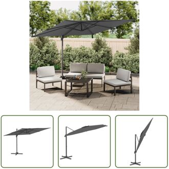 Zweefparasol - Antraciet - 300 x 300 x 258 cm - Kantelbaar - 360 graden draaibaar - Zwenksysteem Grijs