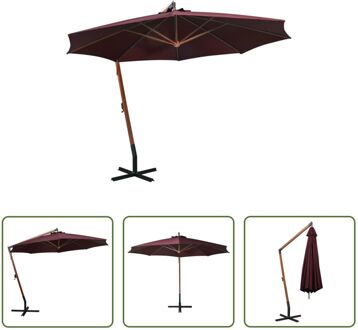 Zweefparasol - Bordeauxrood - 350 cm - Waterdicht - UV-bestendig en kleurvast - Massief vurenhouten