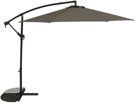 Zweefparasol Daze - D 290cm - Taupe - Met Opwindmechanisme Kantelbaar 180g/m² Stalen Mast