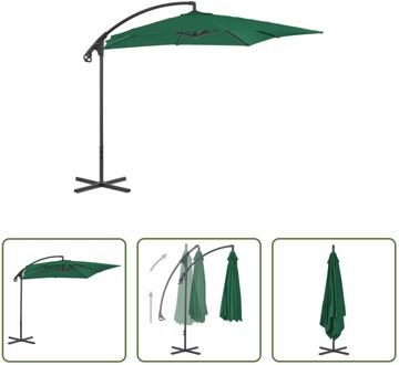 Zweefparasol - Groen - 250 x 250 x 260 cm - UV-beschermend polyester - Stalen paal - Baleinen