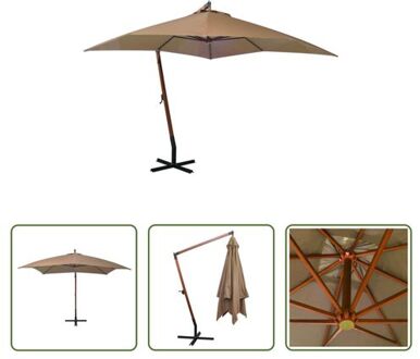 Zweefparasol - Hout - Taupe - 300 x 300 cm - UV-bestendig