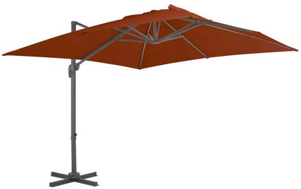 Zweefparasol met aluminium paal 300x300 cm terracottakleurig Bruin