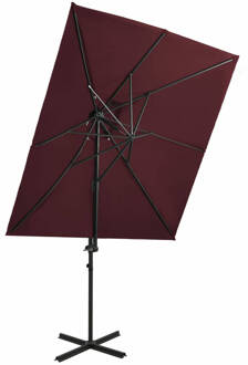 Zweefparasol met dubbel dak 250x250 cm bordeauxrood