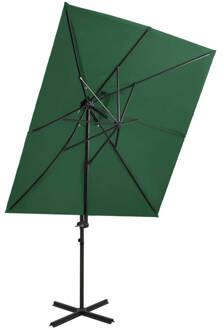 Zweefparasol met dubbel dak 250x250 cm groen