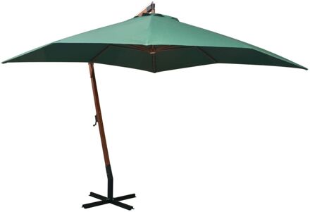 Zweefparasol met houten paal 300x300 cm groen