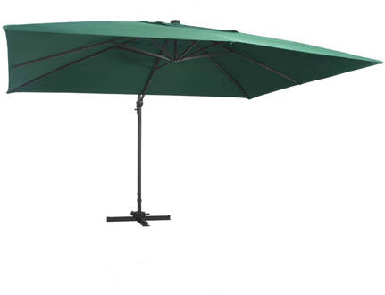 Zweefparasol met LED-verlichting en paal 400x300 cm groen