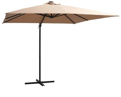 Zweefparasol met LED-verlichting stalen paal 250x250 cm taupe - Parasol