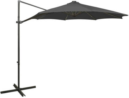 Zweefparasol met paal en LED-verlichting 300 cm antracietkleur Grijs