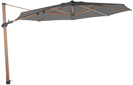 Zweefparasol Siesta premium 4 Seasons 350cm woodlook   (charcoal)