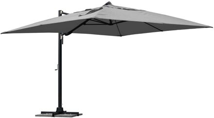 Zweefparasol Sombra - 392x293cm - Grijs - 360° Draaibaar Kantelbaar 280g/m² Aluminium Mast