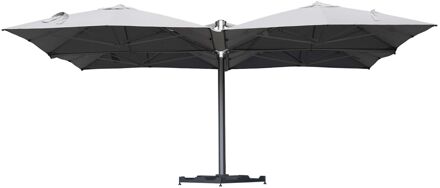 Zweefparasol Sombra - 620x620cm - Grijs - 360° Draaibaar 290g/m² Aluminium Mast 4 Doek