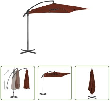 Zweefparasol Terracotta - 250x250x260 cm - Uv-beschermend polyester - Stabiele kruisvoet - Duurzaam - Oranje