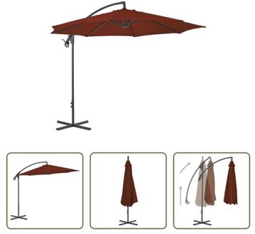 Zweefparasol Terracotta 300x260 cm - UV-beschermend - Stabiel en duurzaam Bruin