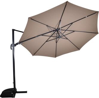 Zweefparasol VirgoFlex Taupe Ø350 cm - inclusief kruisvoet Bruin