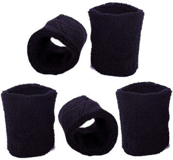 Zweetbandjes set - Zwart - pols - voor volwassenen - 10x stuks