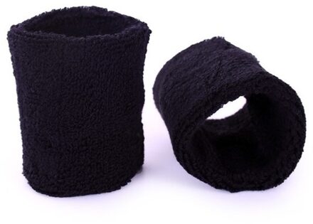 Zweetbandjes set - Zwart - pols - voor volwassenen - 2x stuks