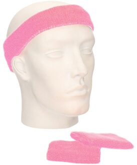 Zweetbandjes sportset licht roze