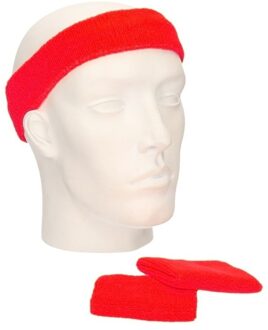 Zweetbandjes sportset rood