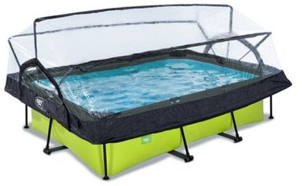Zwembad 220x150x65cm met overkapping en filterpomp Groen