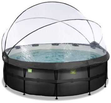 Zwembad ø427x122cm met overkapping en zandfilter- en warmtepomp Zwart