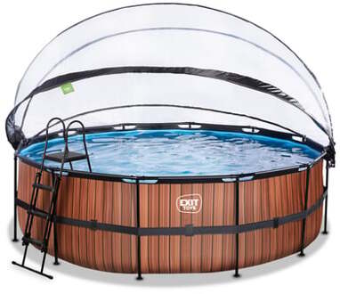 Zwembad ø450x122cm met overkapping en zandfilter- en warmtepomp Bruin