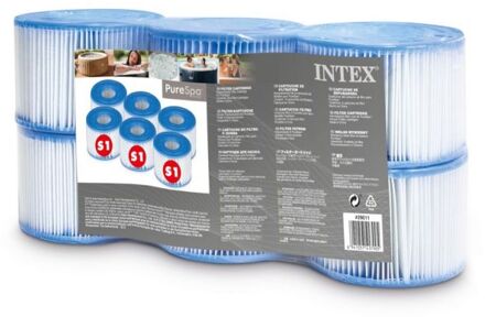 zwembadfilter spa katoen 10,8 cm wit/blauw 6 stuks Multikleur