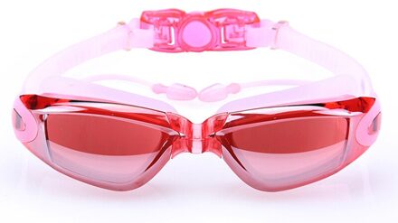 Zwembril Anti-Fog Uv Bescherming Crystal Clear Vision Met Beschermhoes Fit Voor Volwassenen Mannen Vrouwen Kids BHD2 Roze