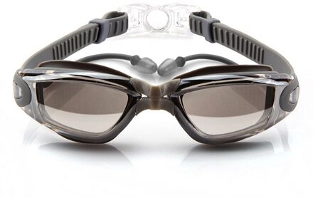 Zwembril Anti-Fog Uv Bescherming Crystal Clear Vision Met Beschermhoes Fit Voor Volwassenen Mannen Vrouwen Kids BHD2 Zilver