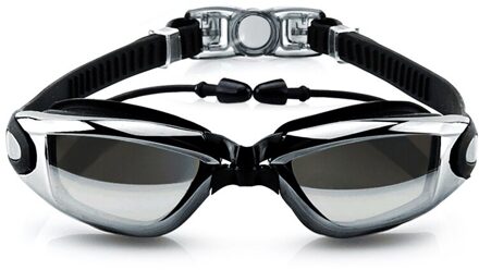 Zwembril Anti-Fog Uv Bescherming Crystal Clear Vision Met Beschermhoes Fit Voor Volwassenen Mannen Vrouwen Kids BHD2 zwart