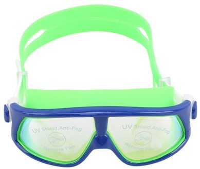 Zwembril Comfortabele Siliconen Grote Frame Verstelbare Zwemmen Bril Kinderen Anti-Fog Uv Waterdichte Zwemmen Brillen marine groen