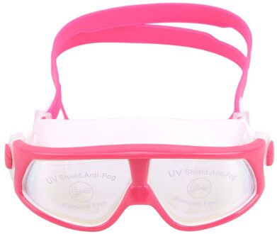 Zwembril Comfortabele Siliconen Grote Frame Verstelbare Zwemmen Bril Kinderen Anti-Fog Uv Waterdichte Zwemmen Brillen roos rood