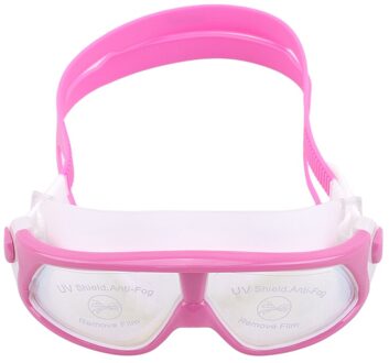 Zwembril Comfortabele Siliconen Grote Frame Verstelbare Zwemmen Bril Kinderen Anti-Fog Uv Waterdichte Zwemmen Brillen roze