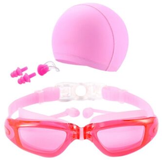 Zwembril Kit Mannen High Definition Waterdicht Anti-fog Glazen Grote Frame Lens Eyewear Met Swim Hoed Oordop neus Clip TP