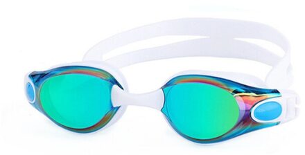 Zwembril Mannen Vrouwen Professionele Siliconen Volwassen Zwembad Bril Verstelbare Swim Eyewear Met Swim Hoed Neus Clip Oordopje 1032 wit