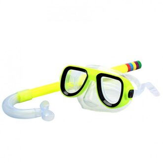 Zwembril Maskers Zwemmen Scuba Kind Pvc Zwemmen Duiken Kids Goggles Masker & Snorkel Set geel