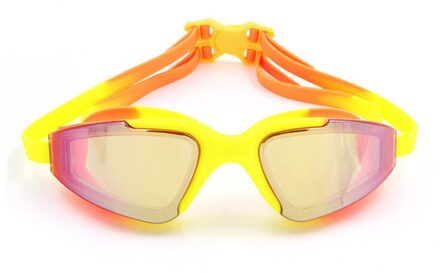 Zwembril Professionele Volwassenen Jeugd Mannen Anti Fog Waterdicht Zwemmen Bril Zwemmen Zwembad Brillen Natacion Duikuitrusting oranje met geel