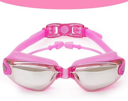 Zwembril Volwassen Voor Kids Zwembril Grote Frame Electroplated Waterdicht Anti-Fog Hd Zwembril roze