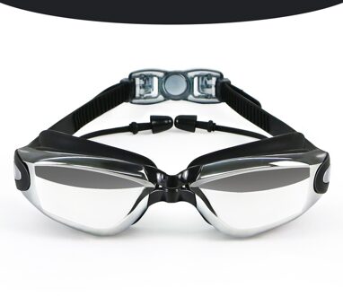 Zwembril Volwassen Voor Kids Zwembril Grote Frame Electroplated Waterdicht Anti-Fog Hd Zwembril zwart