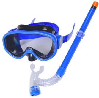 Zwembril voor Jongen Meisje Bril Set Semi Droge Snorkelen Zwembril Kid Kinderen Bril Duiken Snorkel Scuba Masker blauw