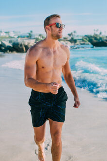 Zwembroek voor Heren, Strepen, Casual Boardshorts, Lijnenpatroon Blauw - XL